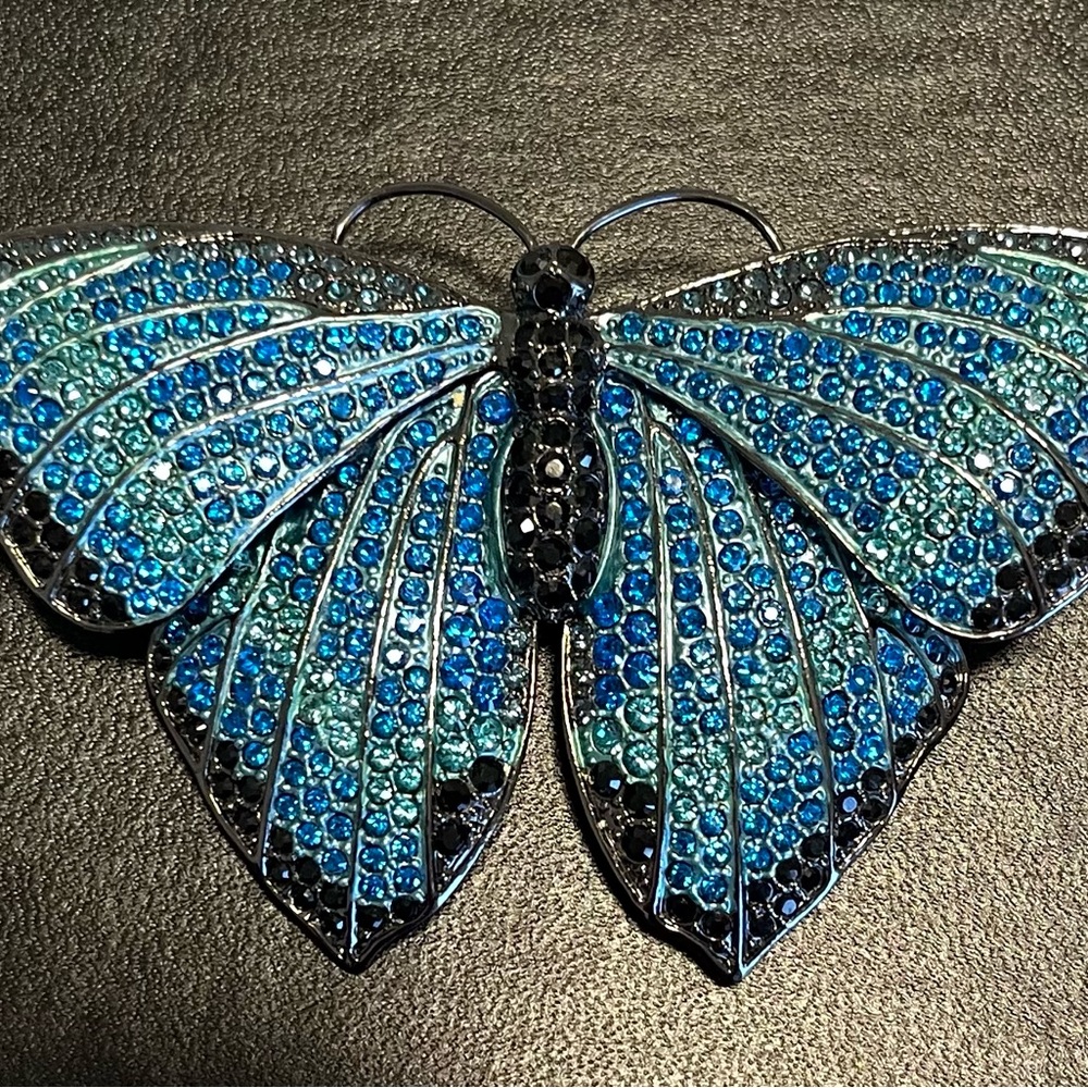 Vintage Joan Rivers Blue Morpho Butterfly Brooch PRICED TO SELL